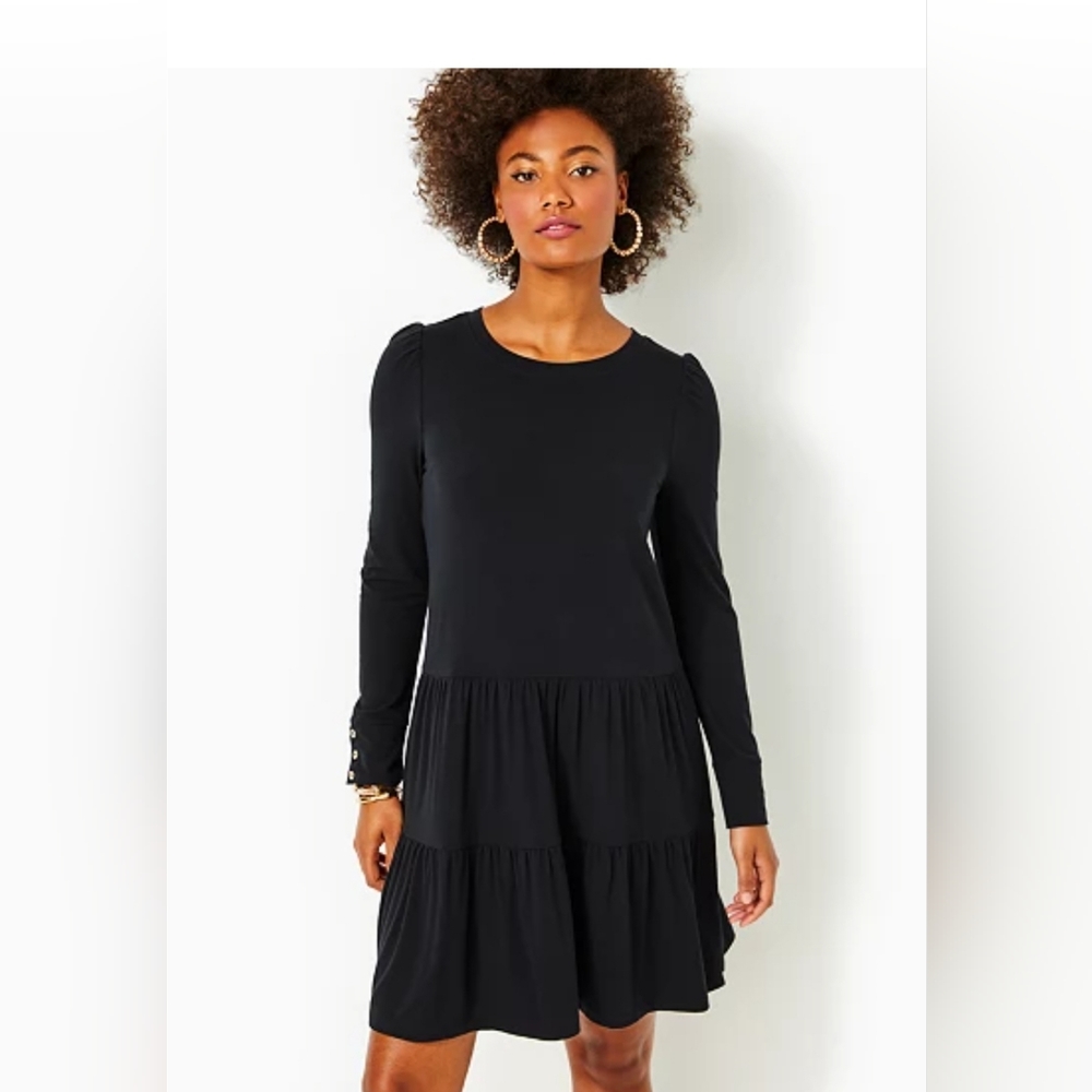 NWT Lilly Pulitzer Arlette long sleeve dress medium black
